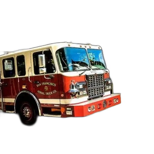 red, white, fire, truck, san, francisco, parked, city transparent PNG cut-out