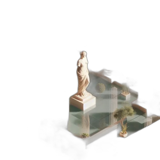 furniture, dress, building, robot, 3d render, concept art, vaporwave, photorealistic transparent PNG cut-out
