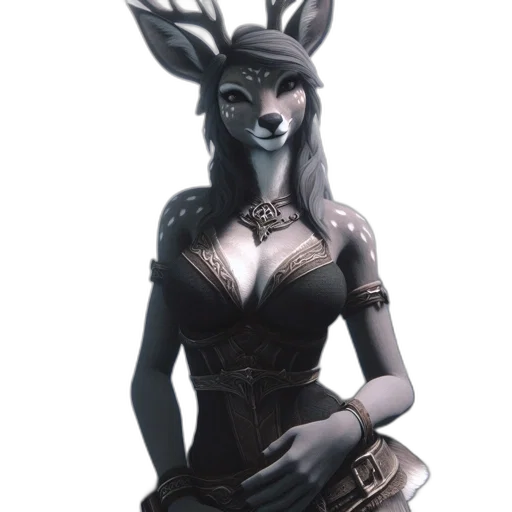 dress, staff, mask, animal, fantasy art, concept art, 3d render, photorealistic transparent PNG cut-out