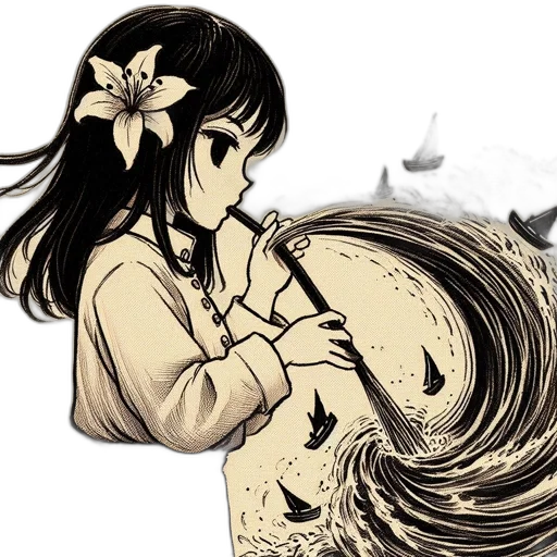 hair, flower, dragon, dress, anime, concept art, fantasy art, comic book art transparent PNG cut-out