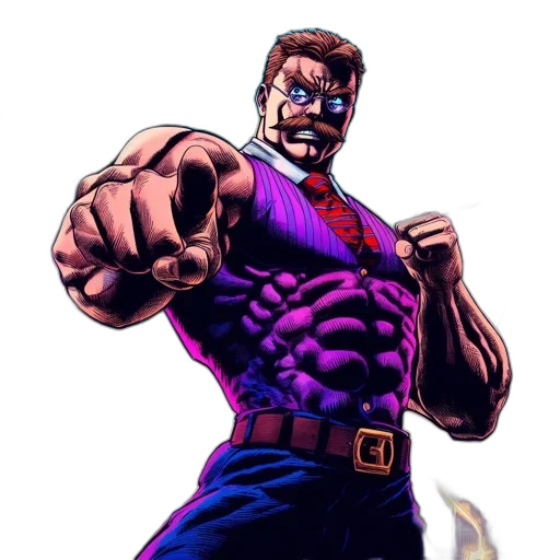 staff, weapon, comic book art, concept art, pixel art, cartoon, strong, mustached transparent PNG cut-out