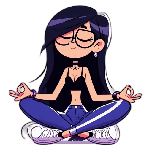 cartoon, pixel art, anime, concept art, animated, woman, long, black transparent PNG cut-out