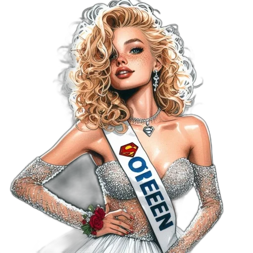 crown, jewelry, dress, cartoon, photorealistic, comic book art, pixel art, woman transparent PNG cut-out