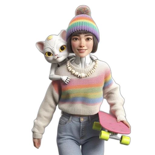hat, jacket, animal, 3d render, concept art, photorealistic, fantasy art, pastel transparent PNG cut-out