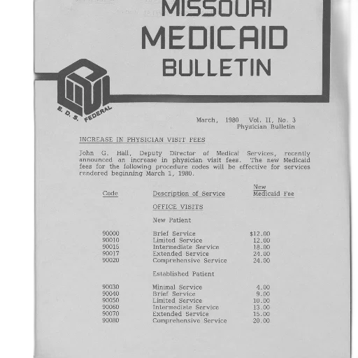 missouri, medicaid, bulletin, march, 1980, discusses, increase, physician transparent PNG cut-out