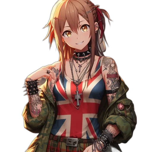 jacket, dress, weapon, staff, anime, cartoon, cyberpunk, concept art transparent PNG cut-out