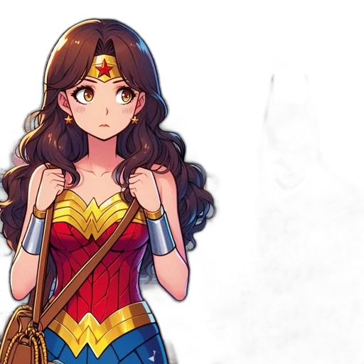 comic book art, cartoon, concept art, anime, wonder, woman, batman, depicted transparent PNG cut-out
