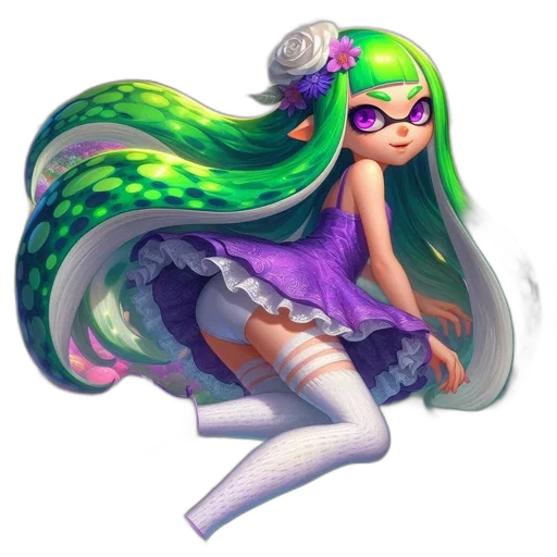 dress, hair, weapon, staff, concept art, fantasy art, pixel art, vaporwave transparent PNG cut-out