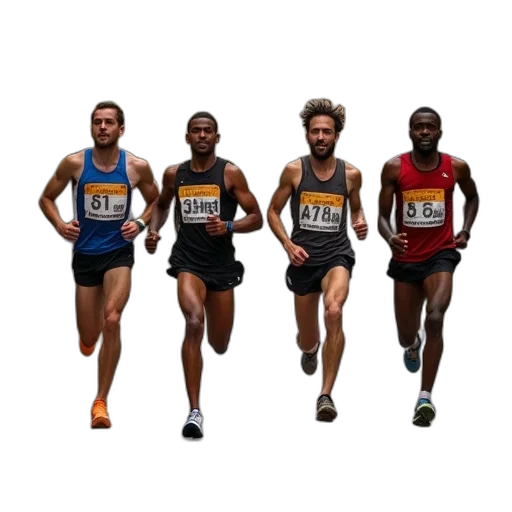 marathon, finish, four, people transparent PNG cut-out