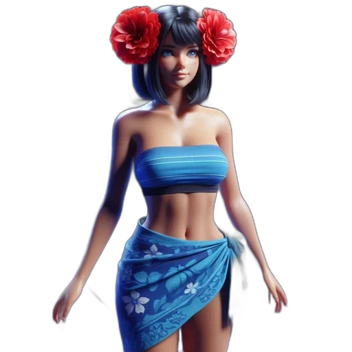 concept art, 3d render, fantasy art, photorealistic, blue, animated, woman, eyes transparent PNG cut-out