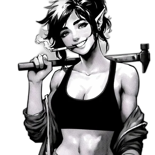 staff, weapon, comic book art, cartoon, cyberpunk, fantasy art, monochrome, illustrated transparent PNG cut-out