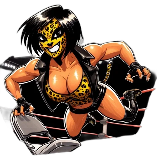 mask, robot, comic book art, cartoon, concept art, cyberpunk, female, wrestler transparent PNG cut-out