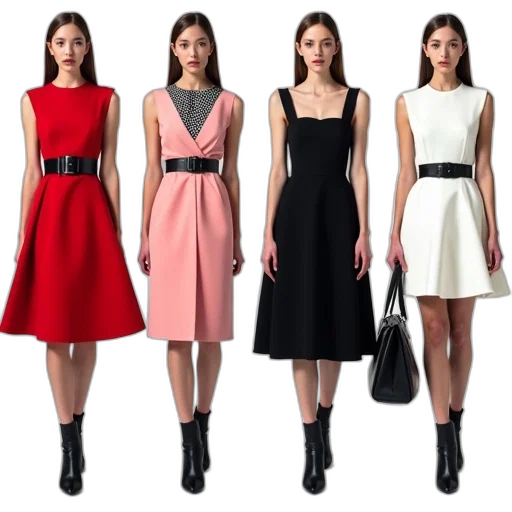 dress, monochrome, dark, colorful, red, first, image, shows transparent PNG cut-out