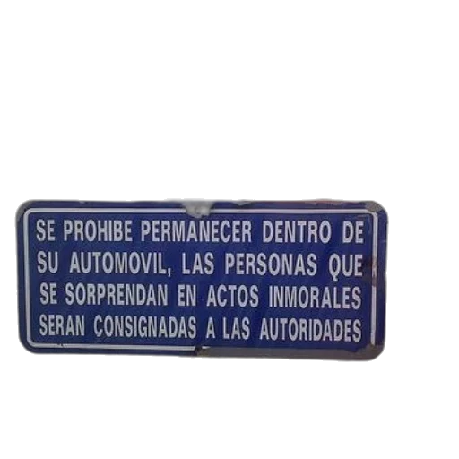 car, jacket, staff, jewelry, sign, spanish, says, prohíbe transparent PNG cut-out