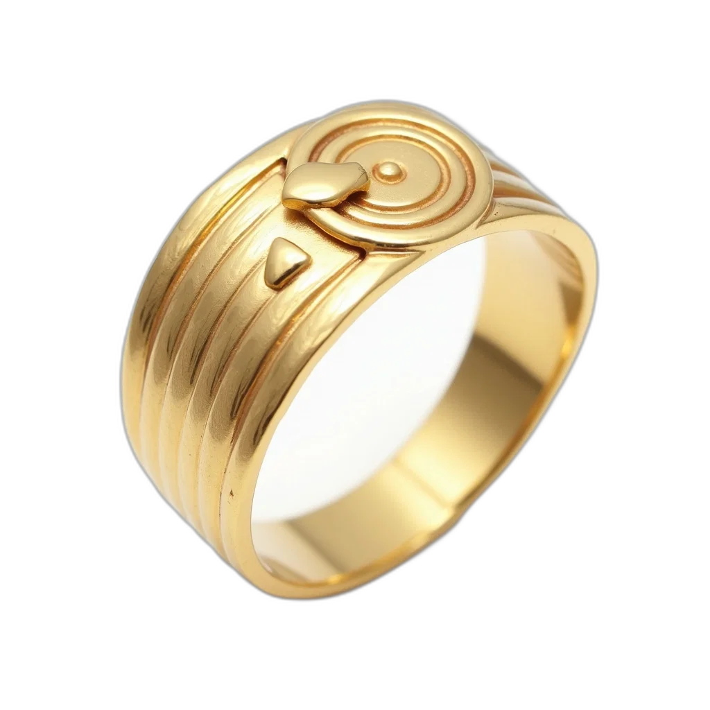 jewelry, 3d render, golden, gold, ring, circular, design, featuring transparent PNG cut-out