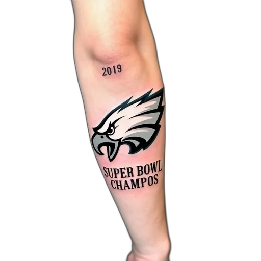 tattoo, philadelphia, eagles, logo, person, arm, text, 2019 transparent PNG cut-out