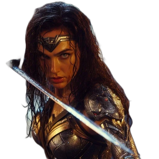 sword, comic book art, fantasy art, concept art, photorealistic, armored, woman, presumed transparent PNG cut-out
