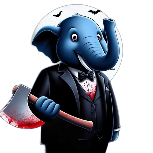 staff, animal, concept art, cartoon, anthropomorphic, elephant, dressed, formally transparent PNG cut-out