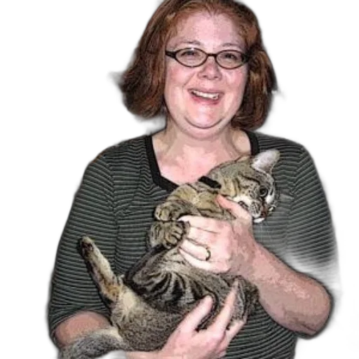 staff, animal, creature, photorealistic, woman, glasses, holds, striped transparent PNG cut-out