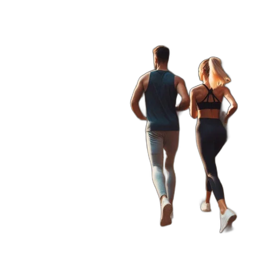 concept art, 3d render, autumnal, forest, couple, runs, together, amid transparent PNG cut-out