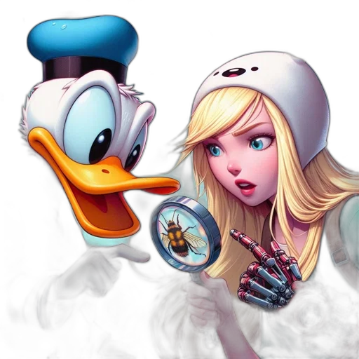 mask, concept art, comic book art, cartoon, photorealistic, fog, donald, duck transparent PNG cut-out