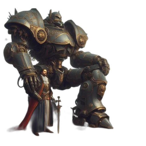 robot, weapon, sword, concept art, fantasy art, 3d render, vast, landscape transparent PNG cut-out