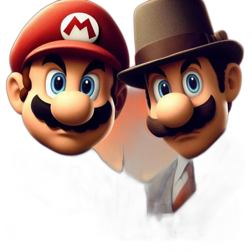 hat, mask, face, 3d render, concept art, pixel art, photorealistic, mario transparent PNG cut-out