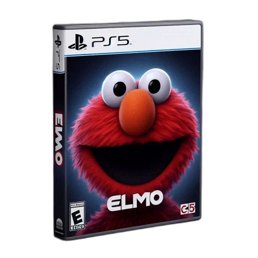 3d render, concept art, playstation, game, case, featuring, close-up, elmo transparent PNG cut-out