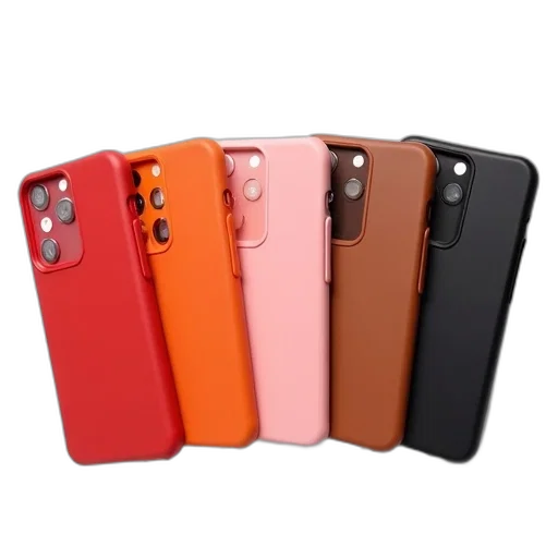 colorful, neon, collection, five, different, colored, phone, cases transparent PNG cut-out