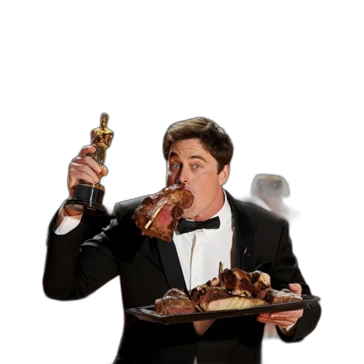 food, staff, concept art, man, bites, into, piece, meat transparent PNG cut-out