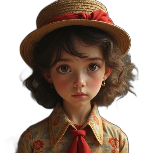hat, face, dress, photorealistic transparent PNG cut-out