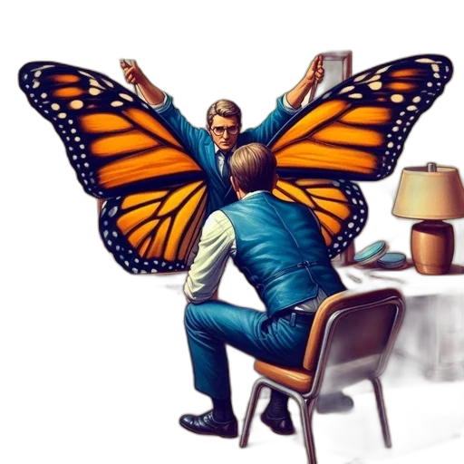 concept art, photorealistic, 3d render, pixel art, artist, paints, vivid, butterfly transparent PNG cut-out