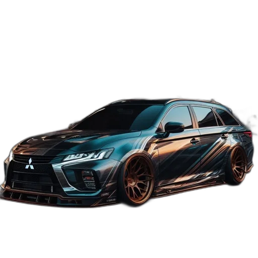 car, photorealistic, 3d render, concept art, anime, unique, metallic, blue transparent PNG cut-out