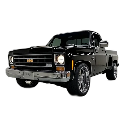 car, photorealistic, 3d render, black, pickup, truck, shiny, chrome transparent PNG cut-out