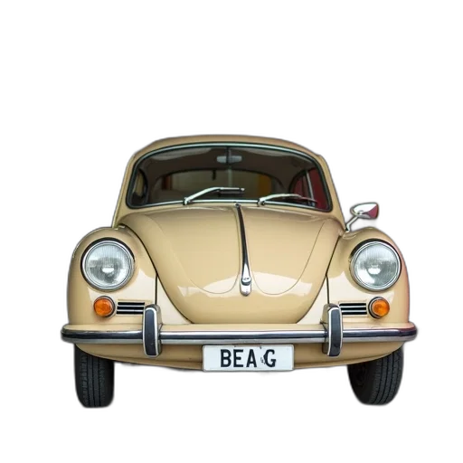 car, photorealistic, 3d render, concept art, beige, compact, license, plate transparent PNG cut-out