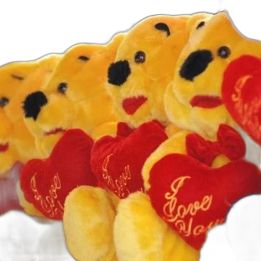 row, yellow, teddy, bears, red, hearts, say, love transparent PNG cut-out