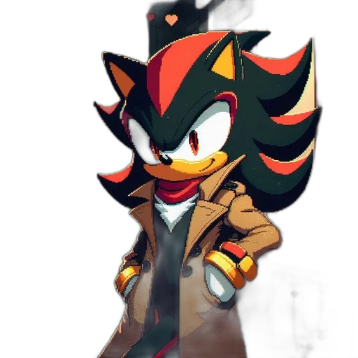 jacket, staff, mask, weapon, concept art, pixel art, 3d render, cartoon transparent PNG cut-out
