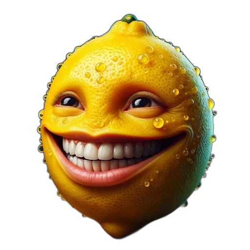 face, mask, creature, food, 3d render, photorealistic, concept art, lemon transparent PNG cut-out