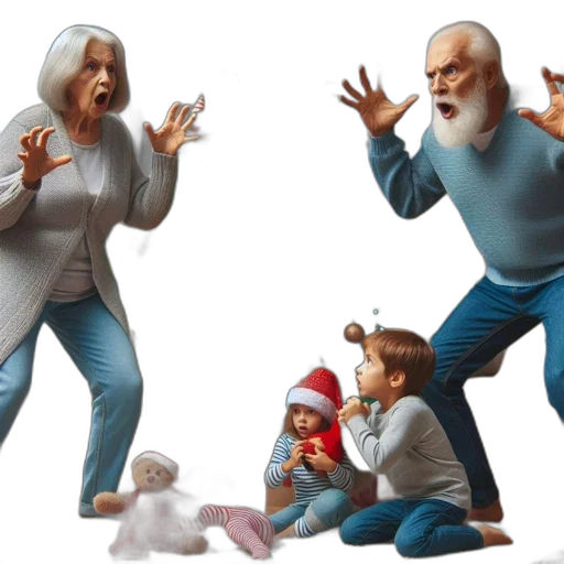 3d render, concept art, snow, fire, festive, christmas, scene, children transparent PNG cut-out