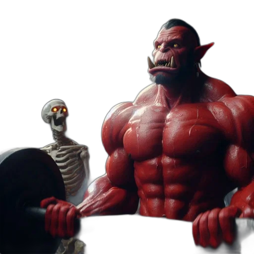 creature, concept art, 3d render, comic book art, photorealistic, red, ancient, dimly transparent PNG cut-out