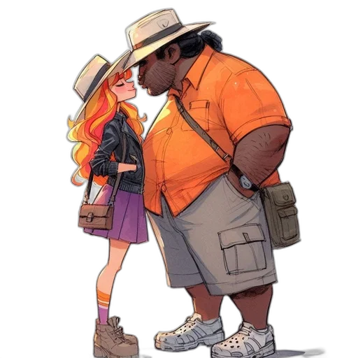 jacket, hat, dress, concept art, watercolor, cartoon, comic book art, city street transparent PNG cut-out