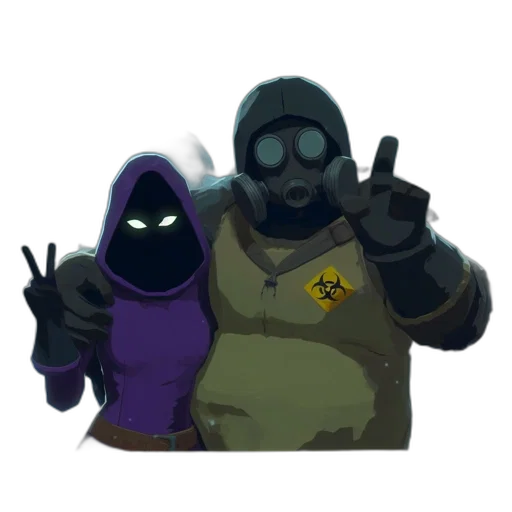 mask, jacket, weapon, staff, concept art, pixel art, cyberpunk, 3d render transparent PNG cut-out