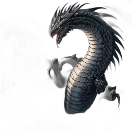 dragon, staff, creature, weapon, fantasy art, concept art, 3d render, photorealistic transparent PNG cut-out
