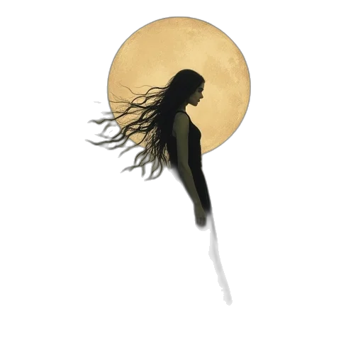 hair, staff, creature, umbrella, concept art, fantasy art, watercolor, photorealistic transparent PNG cut-out