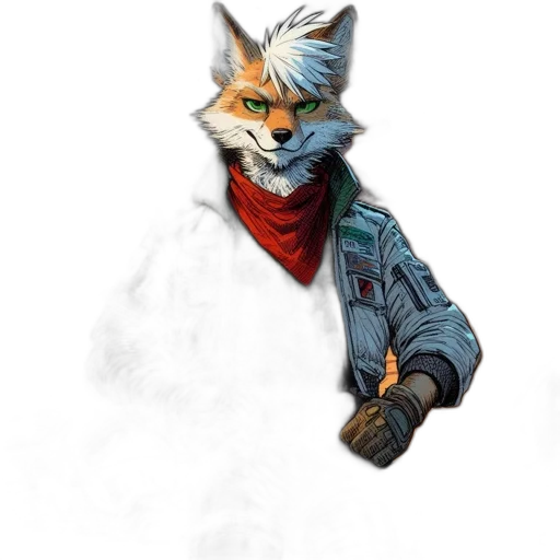 jacket, staff, mask, animal, concept art, pixel art, fantasy art, watercolor transparent PNG cut-out