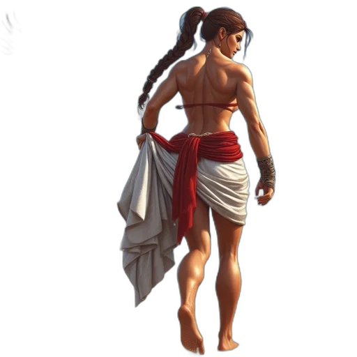 staff, concept art, fantasy art, 3d render, pixel art, woman, braid, toned transparent PNG cut-out