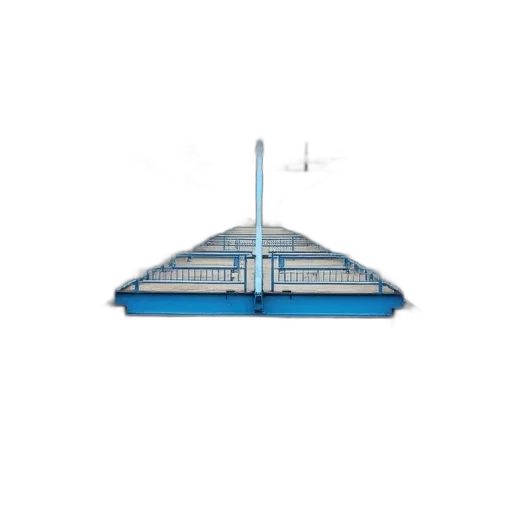 umbrella, staff, 3d render, blue, metal, bridge, walkway, handrails transparent PNG cut-out