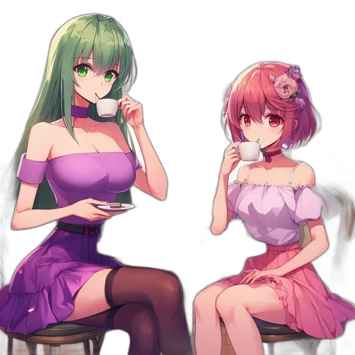 dress, furniture, anime, pixel art, concept art, fantasy art, green, colorful transparent PNG cut-out