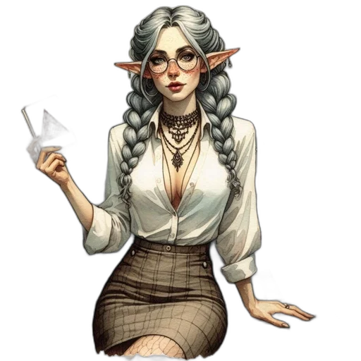 staff, dress, fantasy art, pixel art, concept art, comic book art, earth tones, fantastical transparent PNG cut-out