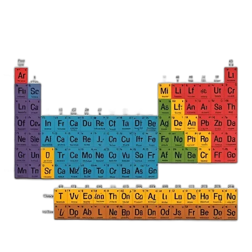 jewelry, colorful, periodic, table, elements, arranged, different, order transparent PNG cut-out